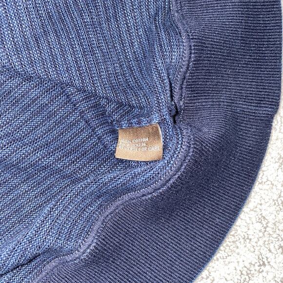 J. McLaughlin Crewneck Sweater Men’s Blue Striped Lightweight Cotton Pullover M - Picture 4 of 7